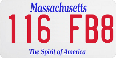 MA license plate 116FB8