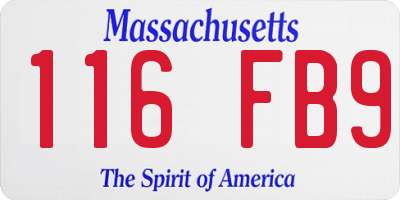MA license plate 116FB9