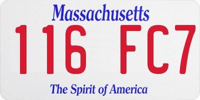 MA license plate 116FC7