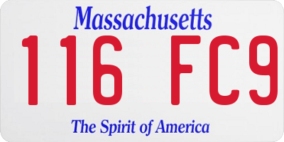 MA license plate 116FC9