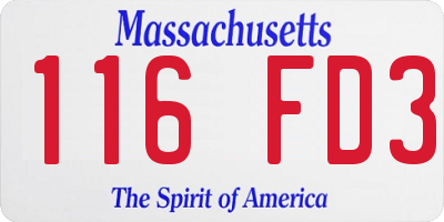 MA license plate 116FD3