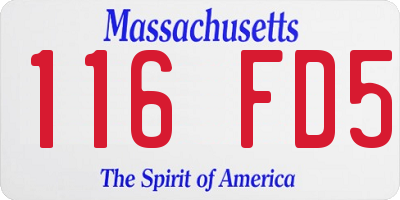 MA license plate 116FD5