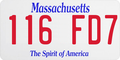MA license plate 116FD7