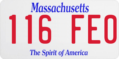 MA license plate 116FE0