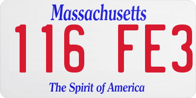 MA license plate 116FE3