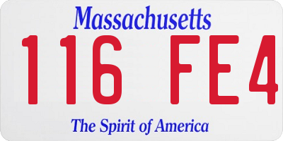 MA license plate 116FE4