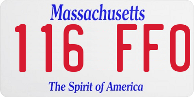 MA license plate 116FF0