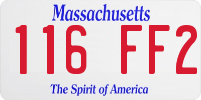 MA license plate 116FF2