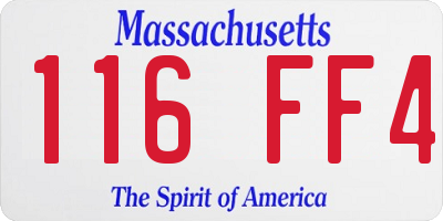 MA license plate 116FF4