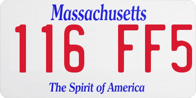 MA license plate 116FF5