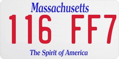 MA license plate 116FF7