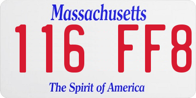 MA license plate 116FF8