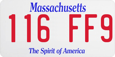 MA license plate 116FF9