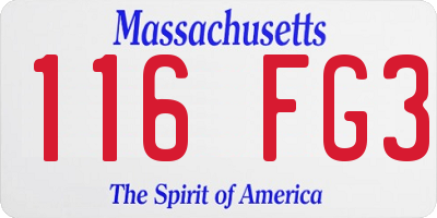 MA license plate 116FG3