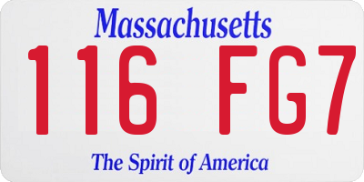 MA license plate 116FG7