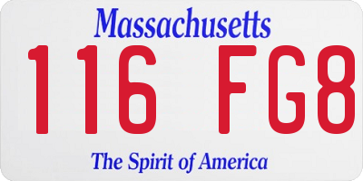 MA license plate 116FG8