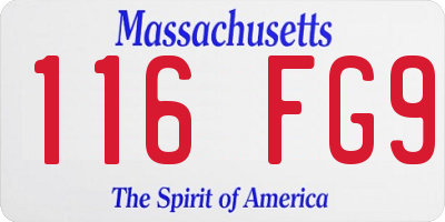 MA license plate 116FG9