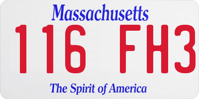 MA license plate 116FH3