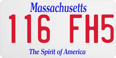 MA license plate 116FH5