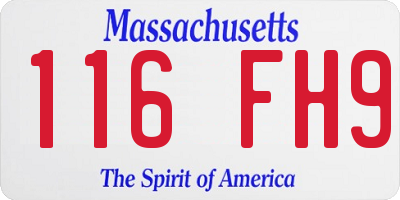 MA license plate 116FH9