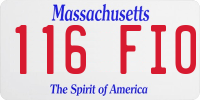 MA license plate 116FI0