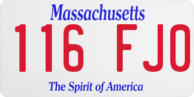 MA license plate 116FJ0