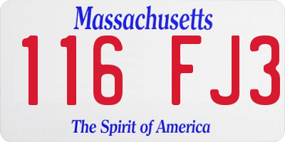 MA license plate 116FJ3