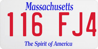 MA license plate 116FJ4