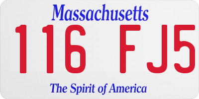 MA license plate 116FJ5