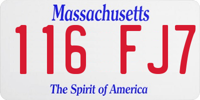 MA license plate 116FJ7