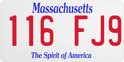 MA license plate 116FJ9