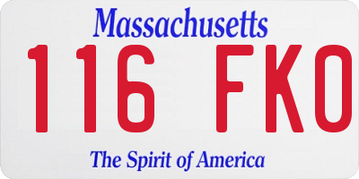 MA license plate 116FK0