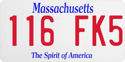 MA license plate 116FK5