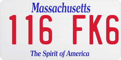 MA license plate 116FK6
