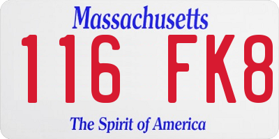 MA license plate 116FK8