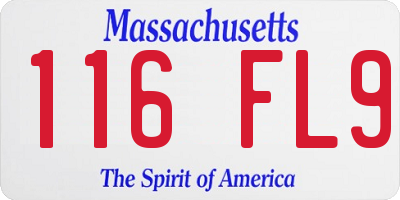 MA license plate 116FL9
