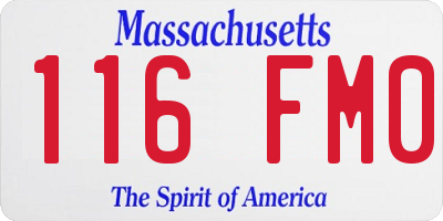 MA license plate 116FM0