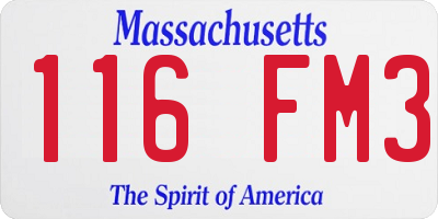 MA license plate 116FM3