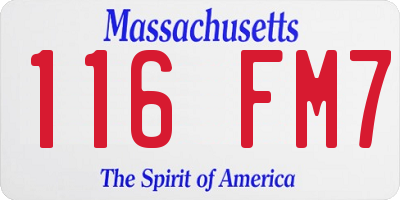 MA license plate 116FM7