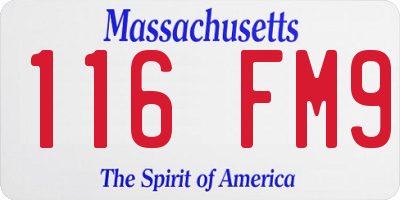 MA license plate 116FM9
