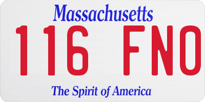 MA license plate 116FN0