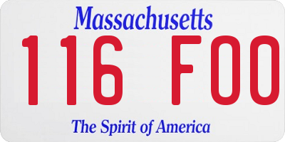 MA license plate 116FO0