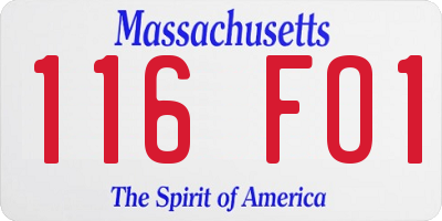 MA license plate 116FO1