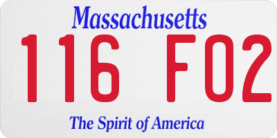 MA license plate 116FO2