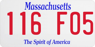 MA license plate 116FO5