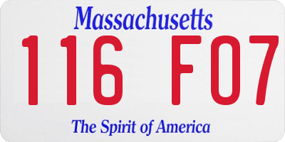 MA license plate 116FO7