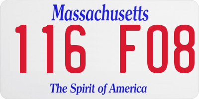 MA license plate 116FO8
