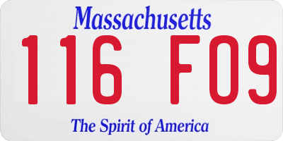 MA license plate 116FO9