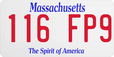 MA license plate 116FP9