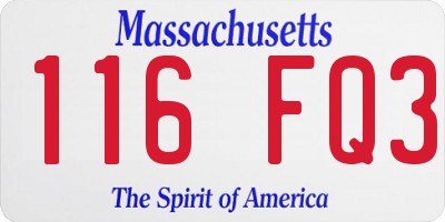 MA license plate 116FQ3